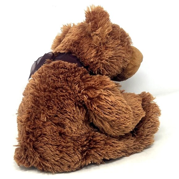 Kellytoy Plush Brown Bear Brown Bow 10" Seated  Plush Stuffed Expressive Face - Picture 3 of 6